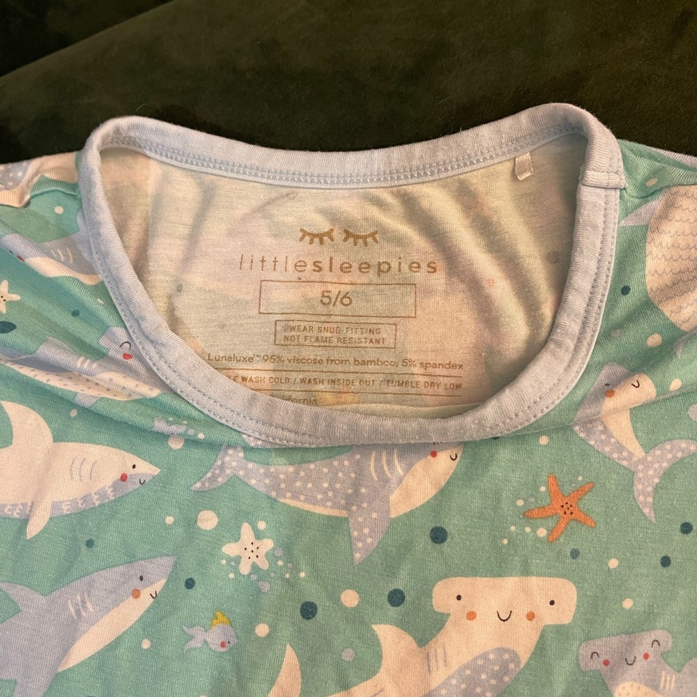 Little Sleepies Sea Life Pajama Set - Aqua and Lavender - Picture 3 of 5